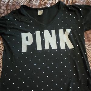 PINK rhinestone bling v-neck